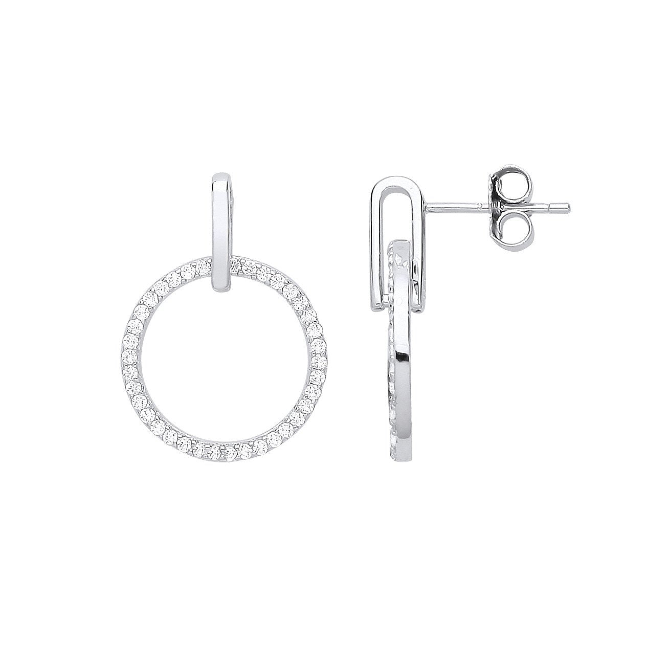 Silver Circle of Life Cubic Zirconia Drop Earrings - Fine Ring - Certified Authentic – Luxury Jewellery by Imperial Ti